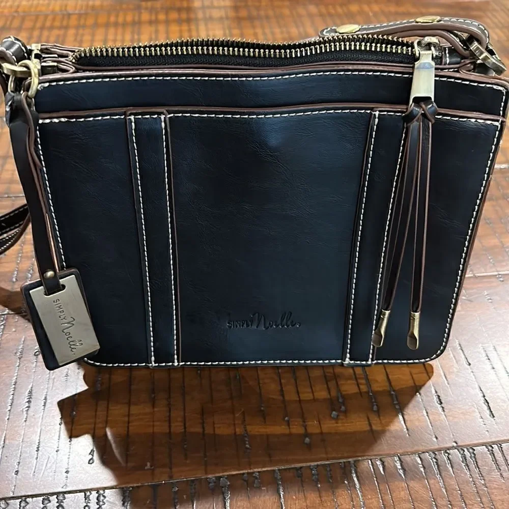 Simply Noelle black square crossbody organizer purse bag